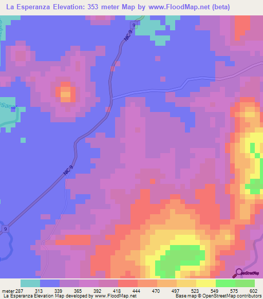 La Esperanza,Nicaragua Elevation Map