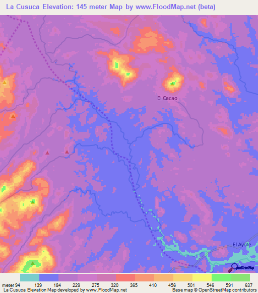 La Cusuca,Nicaragua Elevation Map