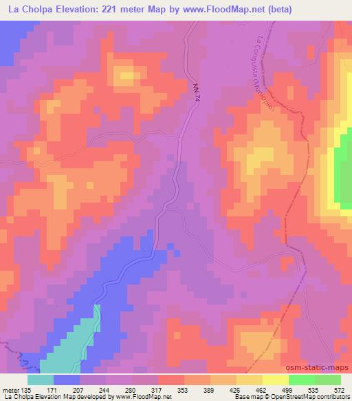 La Cholpa,Nicaragua Elevation Map