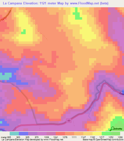 La Campana,Nicaragua Elevation Map
