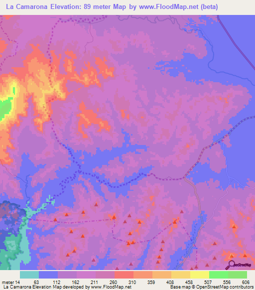 La Camarona,Nicaragua Elevation Map