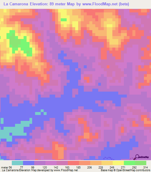 La Camarona,Nicaragua Elevation Map