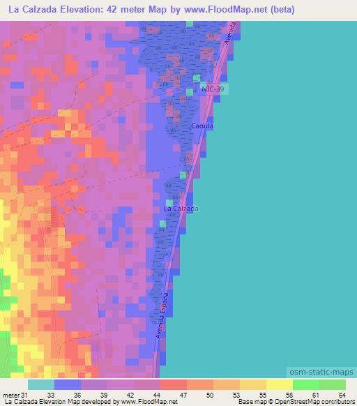 La Calzada,Nicaragua Elevation Map