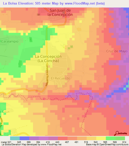 La Bolsa,Nicaragua Elevation Map