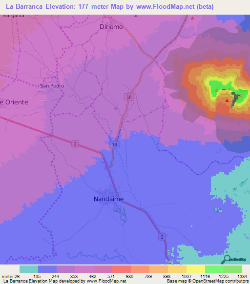 La Barranca,Nicaragua Elevation Map