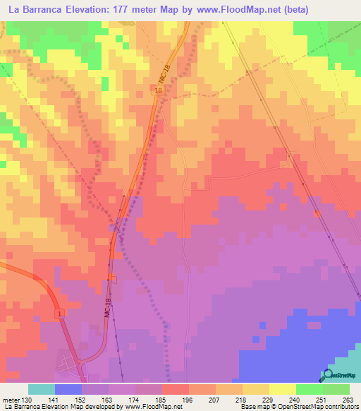La Barranca,Nicaragua Elevation Map