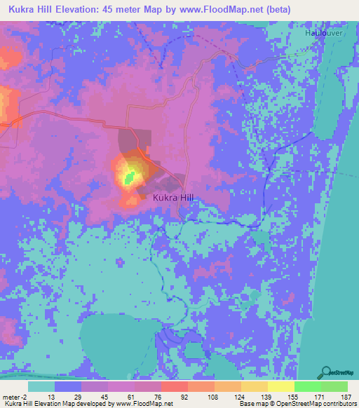 Kukra Hill,Nicaragua Elevation Map
