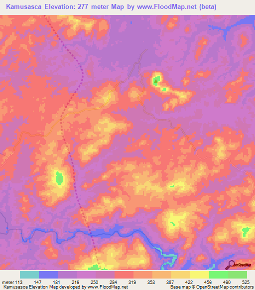 Kamusasca,Nicaragua Elevation Map