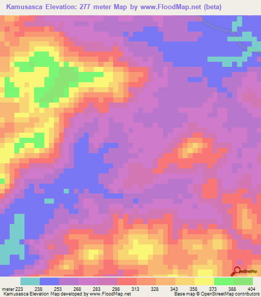 Kamusasca,Nicaragua Elevation Map