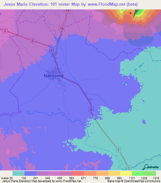 Jesus Maria,Nicaragua Elevation Map