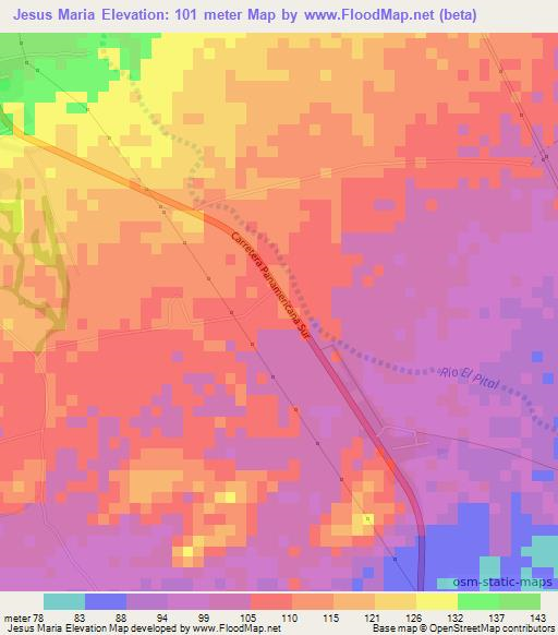 Jesus Maria,Nicaragua Elevation Map