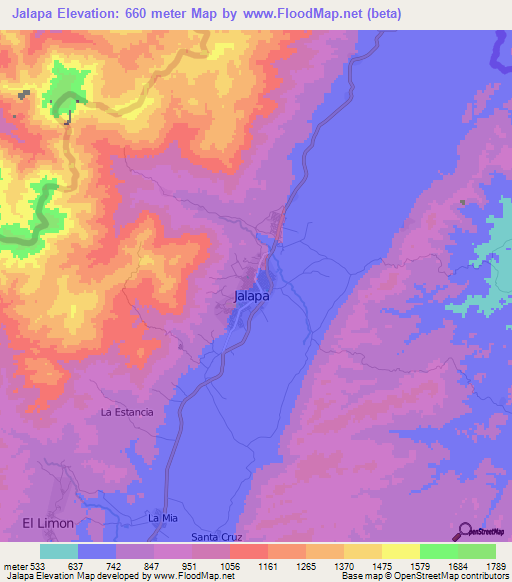 Jalapa,Nicaragua Elevation Map