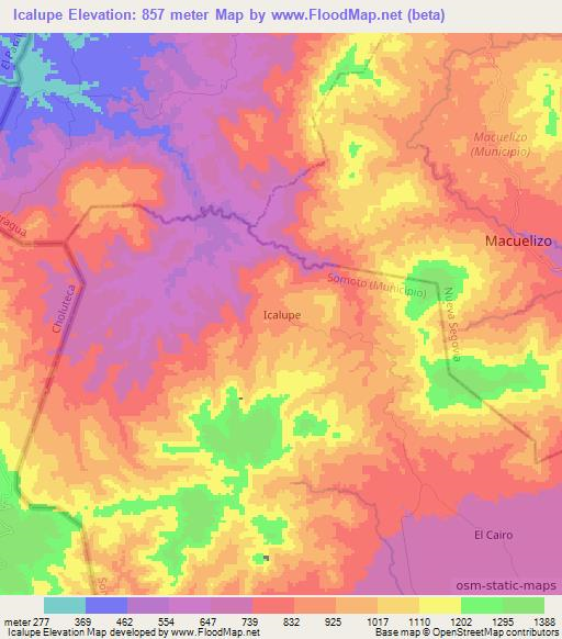Icalupe,Nicaragua Elevation Map