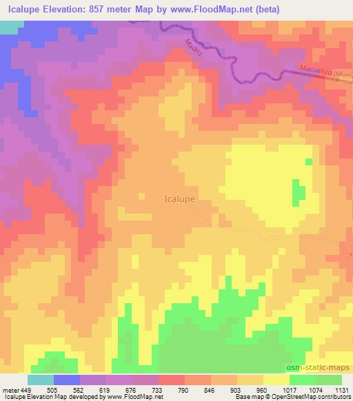 Icalupe,Nicaragua Elevation Map