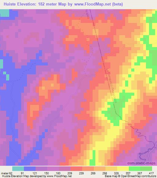 Huiste,Nicaragua Elevation Map