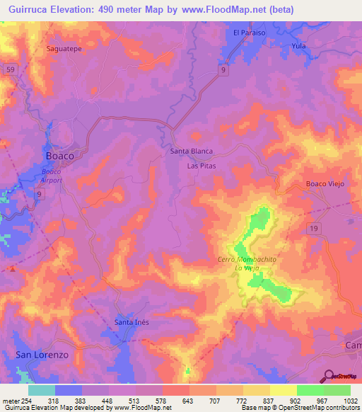 Guirruca,Nicaragua Elevation Map