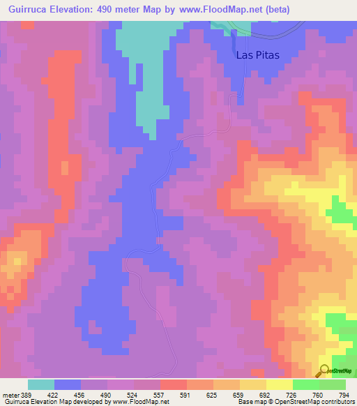 Guirruca,Nicaragua Elevation Map