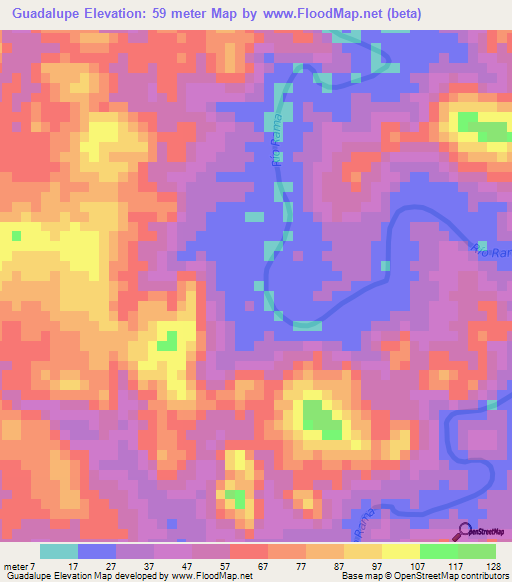 Guadalupe,Nicaragua Elevation Map