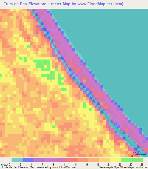 Fruta de Pan,Nicaragua Elevation Map