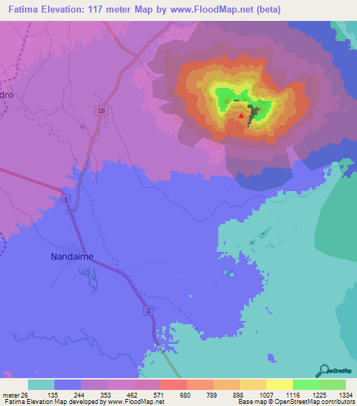 Fatima,Nicaragua Elevation Map