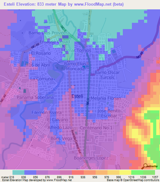 Esteli,Nicaragua Elevation Map