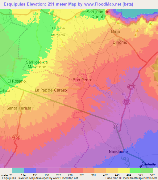 Esquipulas,Nicaragua Elevation Map