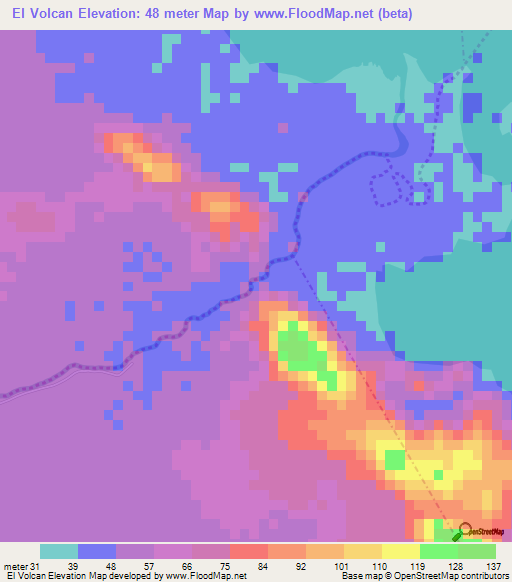 El Volcan,Nicaragua Elevation Map