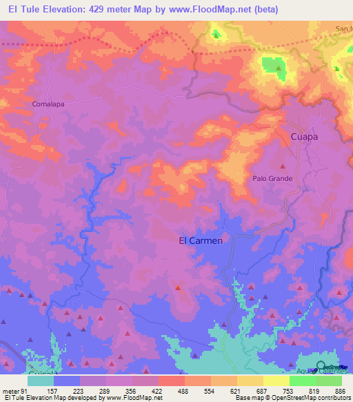 El Tule,Nicaragua Elevation Map