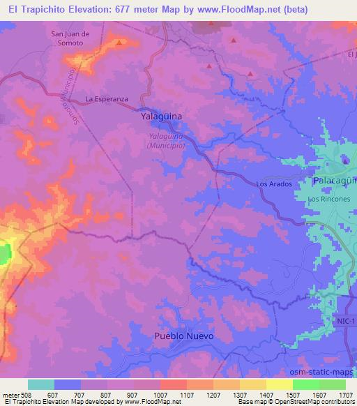 El Trapichito,Nicaragua Elevation Map