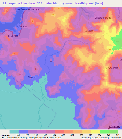 El Trapiche,Nicaragua Elevation Map