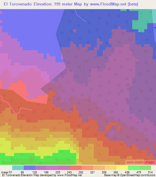 El Torovenado,Nicaragua Elevation Map