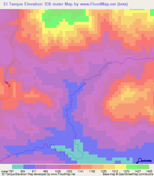 El Tanque,Nicaragua Elevation Map