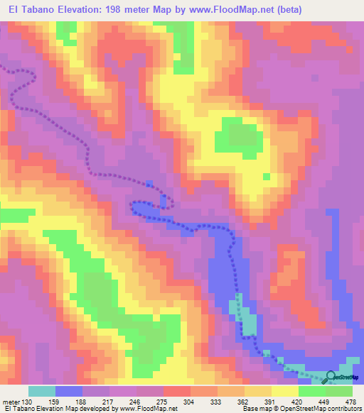 El Tabano,Nicaragua Elevation Map