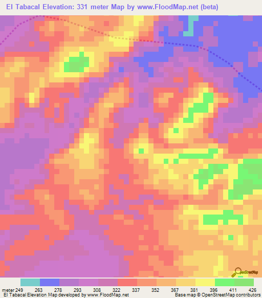 El Tabacal,Nicaragua Elevation Map