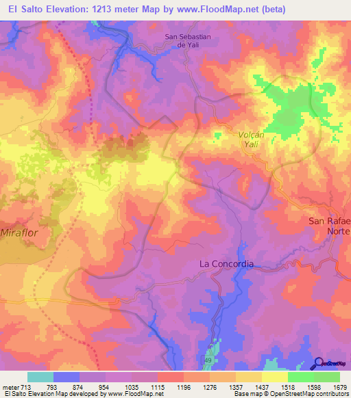 El Salto,Nicaragua Elevation Map