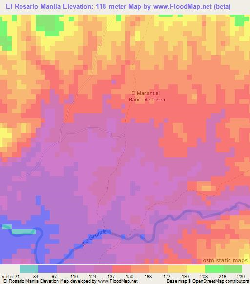 El Rosario Manila,Nicaragua Elevation Map