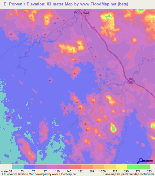 El Porvenir,Nicaragua Elevation Map