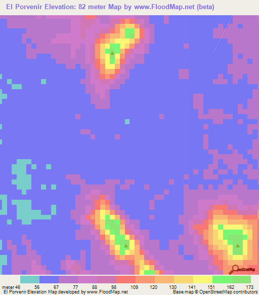El Porvenir,Nicaragua Elevation Map
