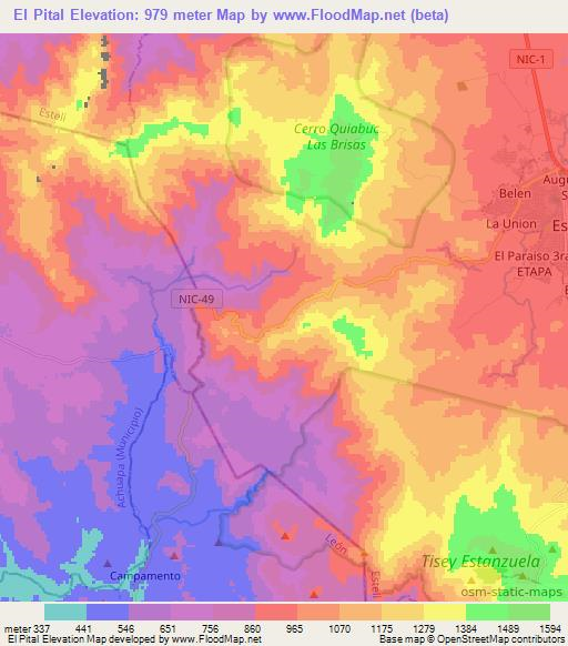 El Pital,Nicaragua Elevation Map