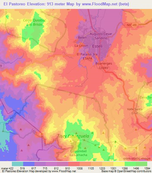 El Pastoreo,Nicaragua Elevation Map