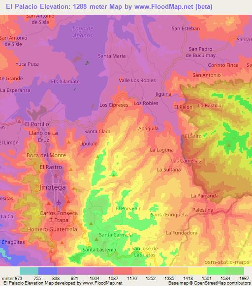 El Palacio,Nicaragua Elevation Map