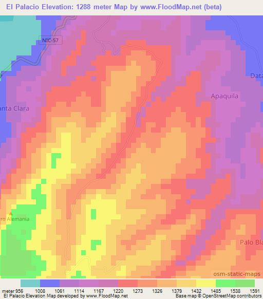 El Palacio,Nicaragua Elevation Map