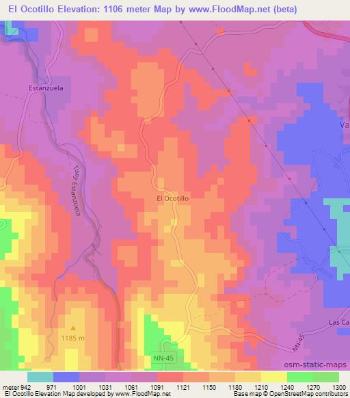 El Ocotillo,Nicaragua Elevation Map
