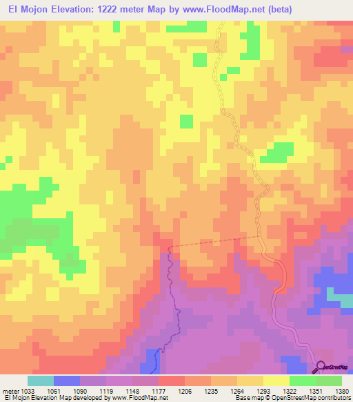 El Mojon,Nicaragua Elevation Map