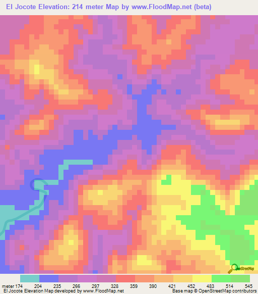 El Jocote,Nicaragua Elevation Map