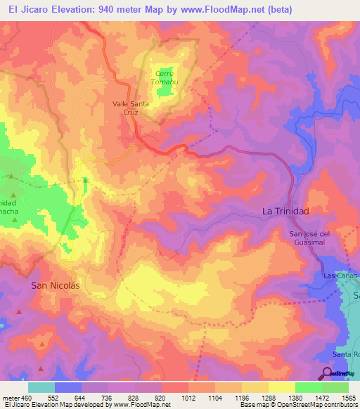 El Jicaro,Nicaragua Elevation Map