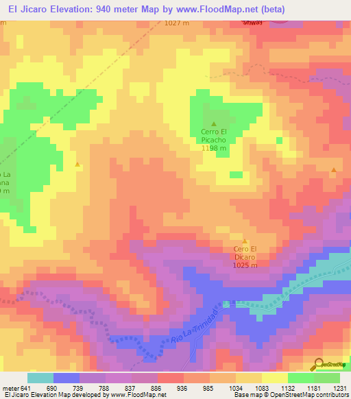 El Jicaro,Nicaragua Elevation Map
