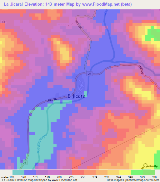 La Jicaral,Nicaragua Elevation Map