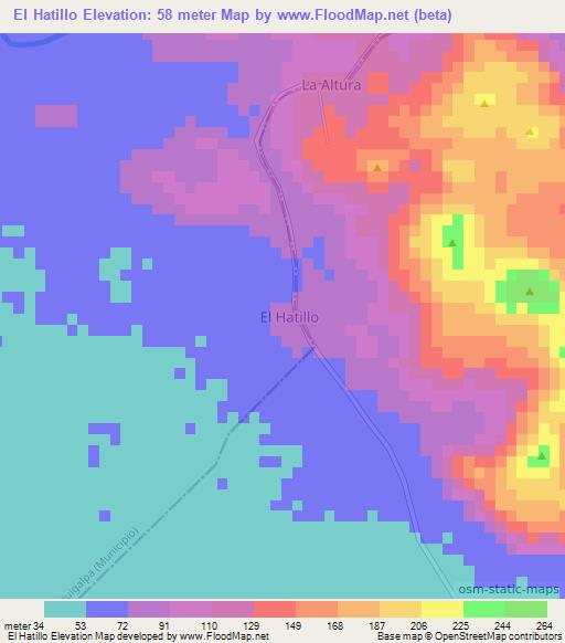 El Hatillo,Nicaragua Elevation Map