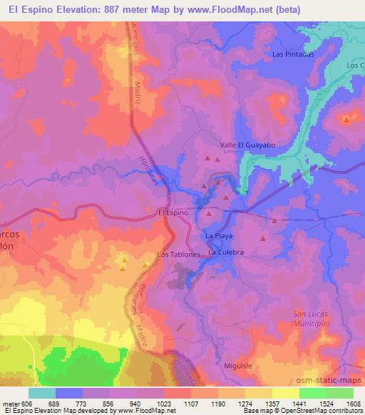 El Espino,Nicaragua Elevation Map